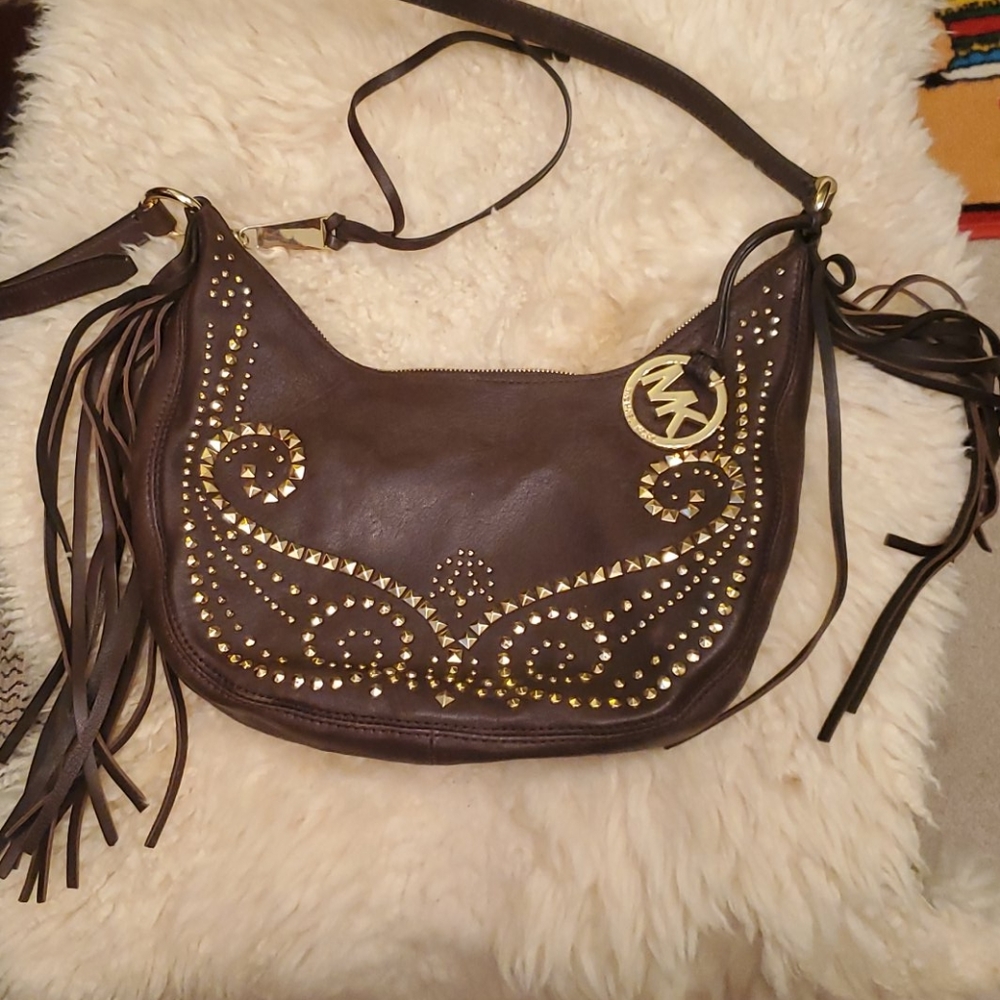 Michael Kors brown leather with gold purse